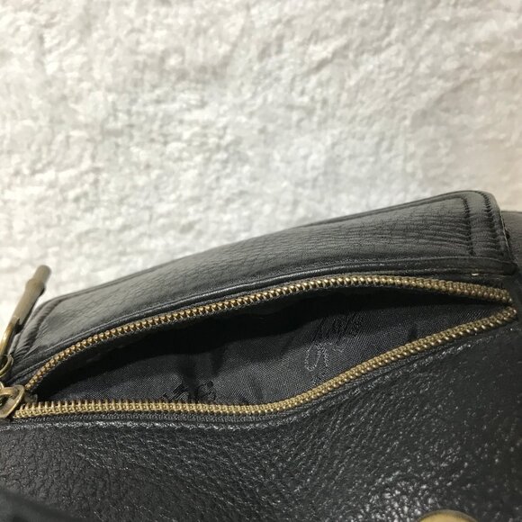 Fossil Black Leather 10" x 7.5" Small Drawstring Backpack With Key - Picture 15 of 15